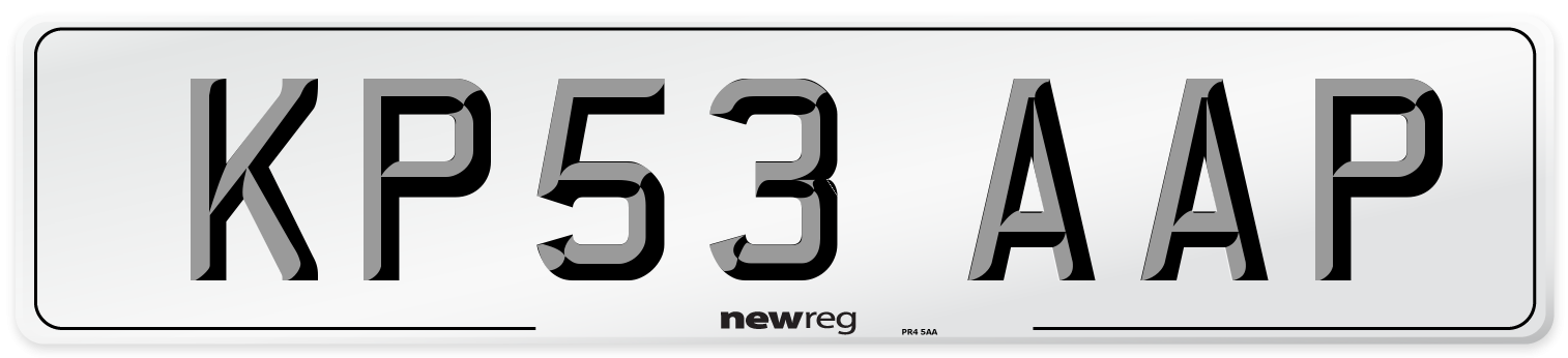KP53 AAP Number Plate from New Reg